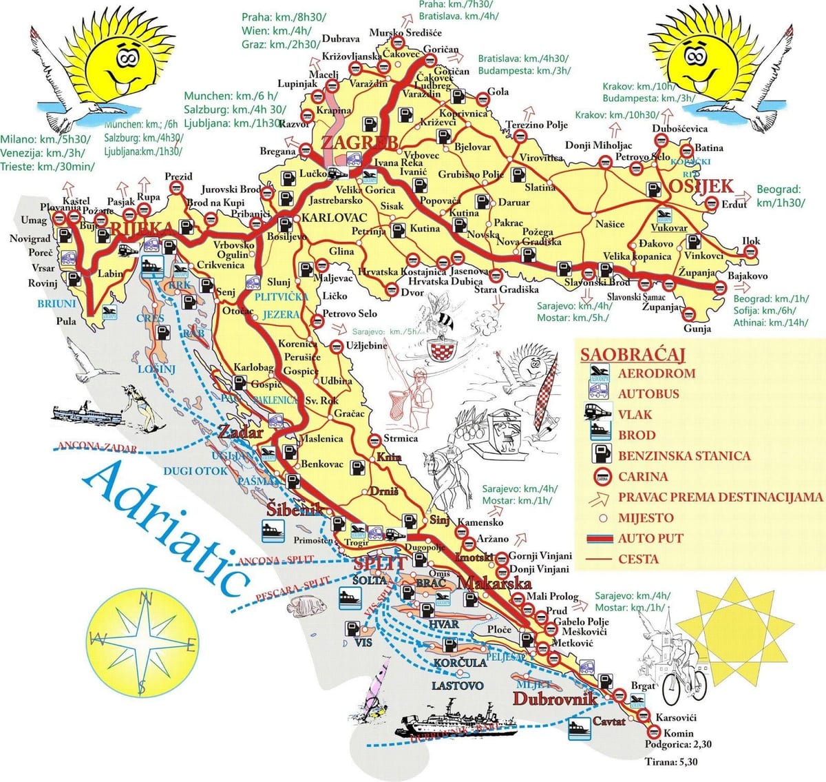 a croácia destinos de férias mapa