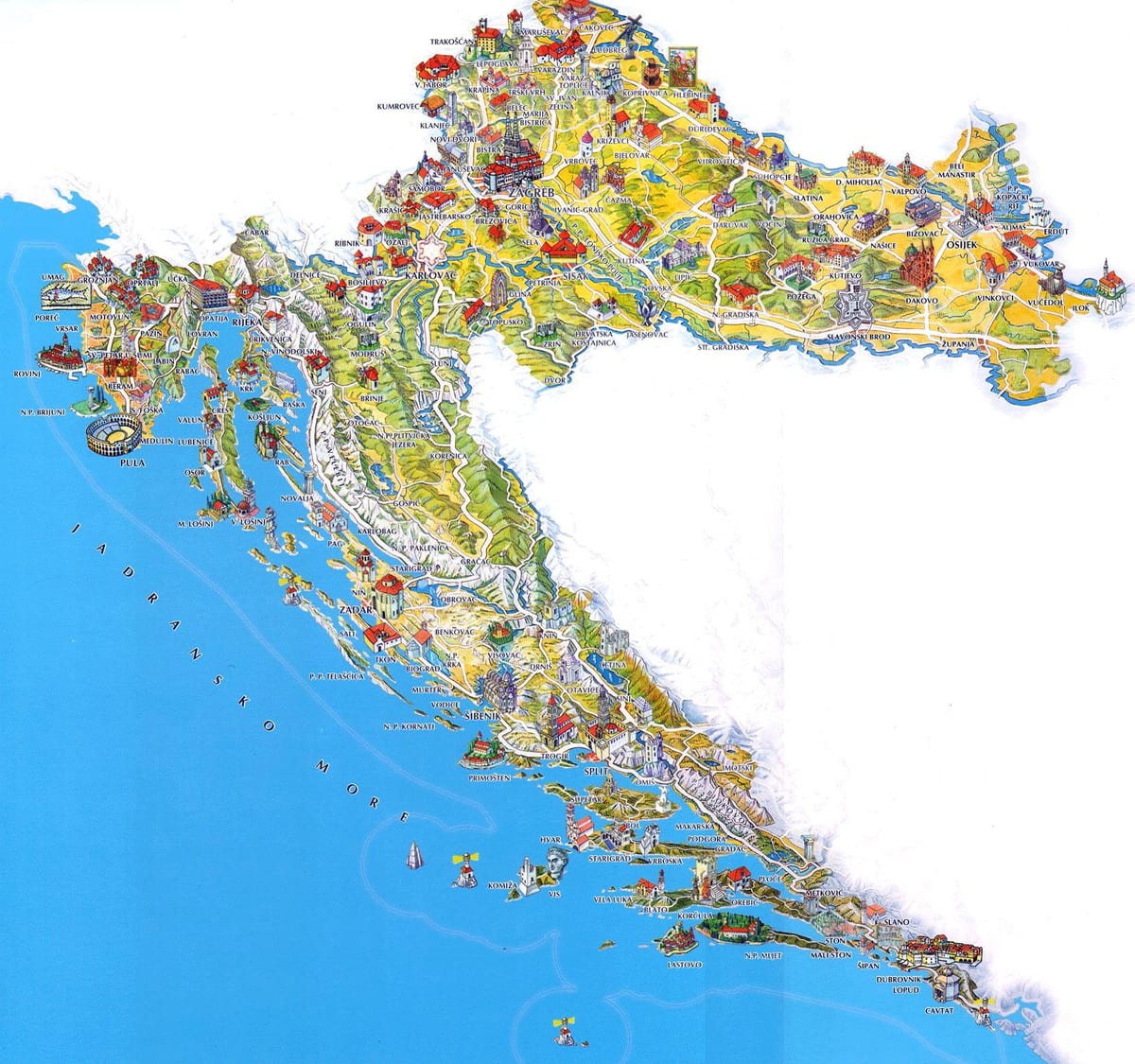 a croácia atrações mapa