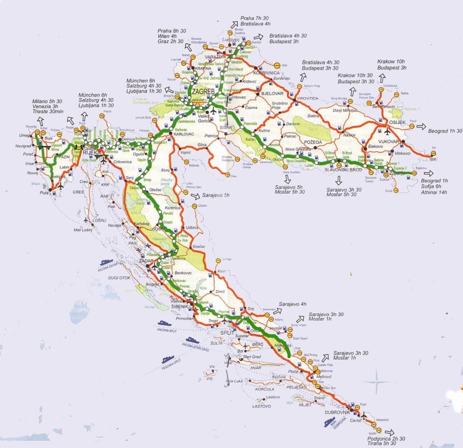 mapa da croácia viagem