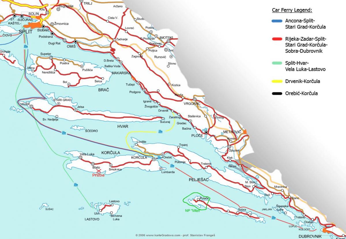 mapa da croácia ferry