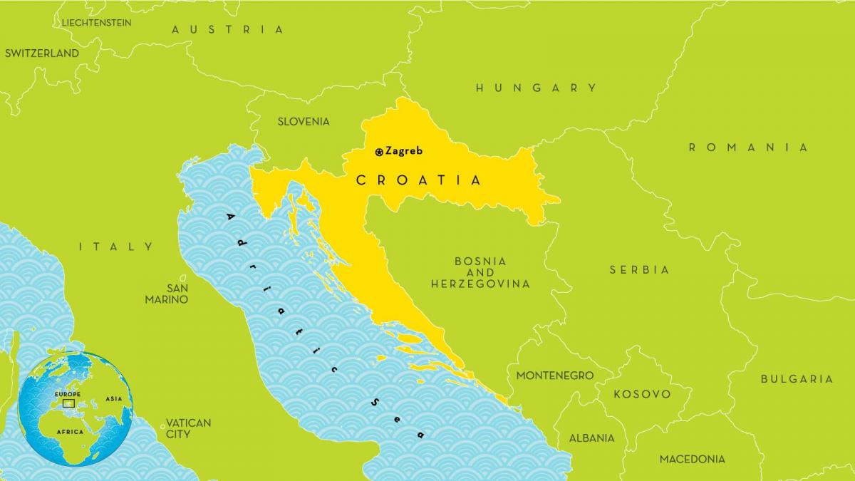 mapa dos países perto de croácia