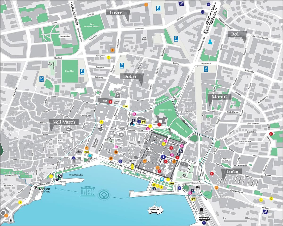 mapa da cidade velha de split, croácia