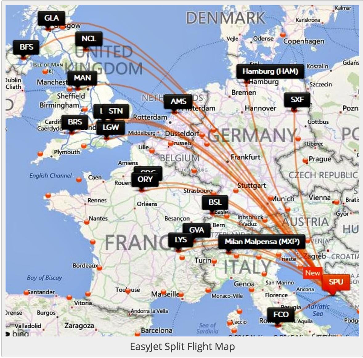 croatia airlines destinos mapa