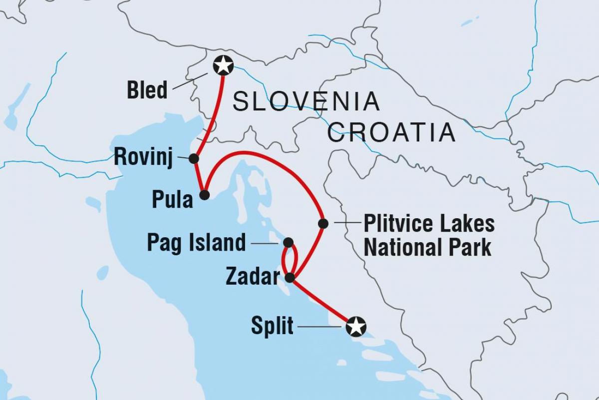 plitvice, croácia mapa