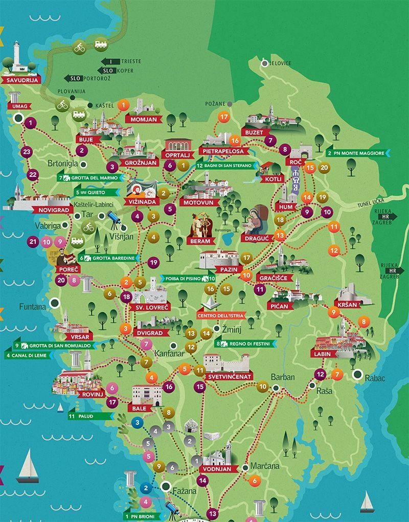 mapa da ístria, croácia