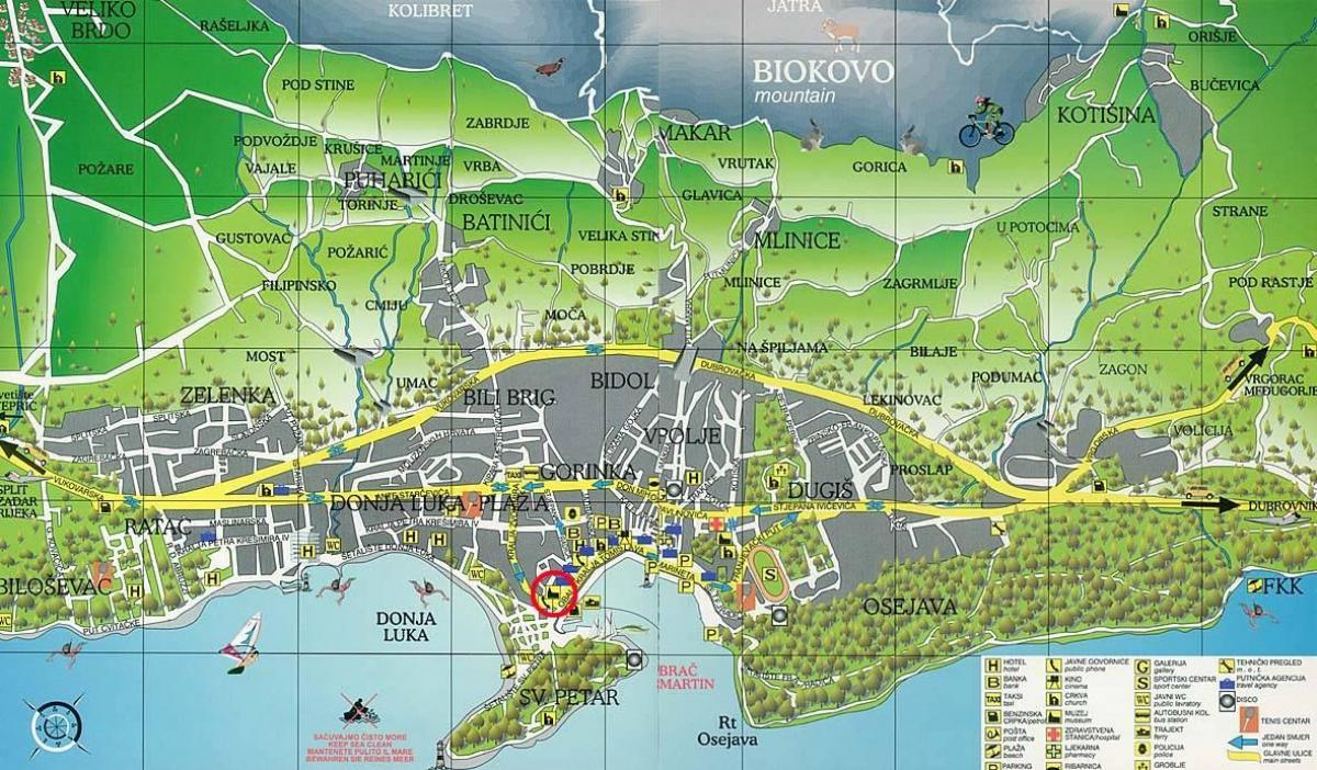 mapa de makarska, croácia