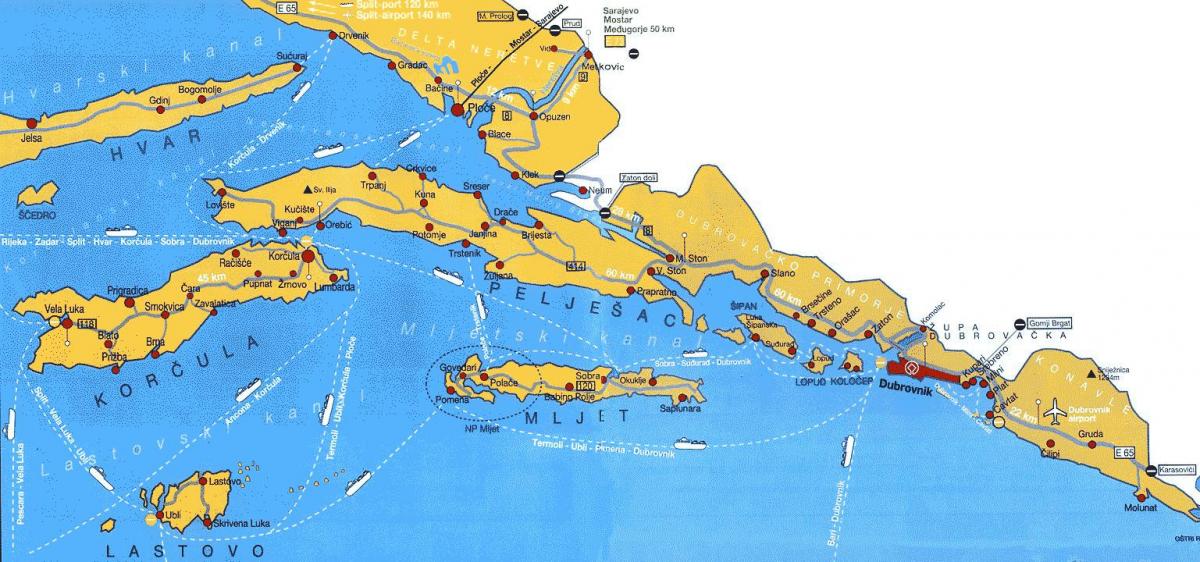 a croácia mapa de dubrovnik área