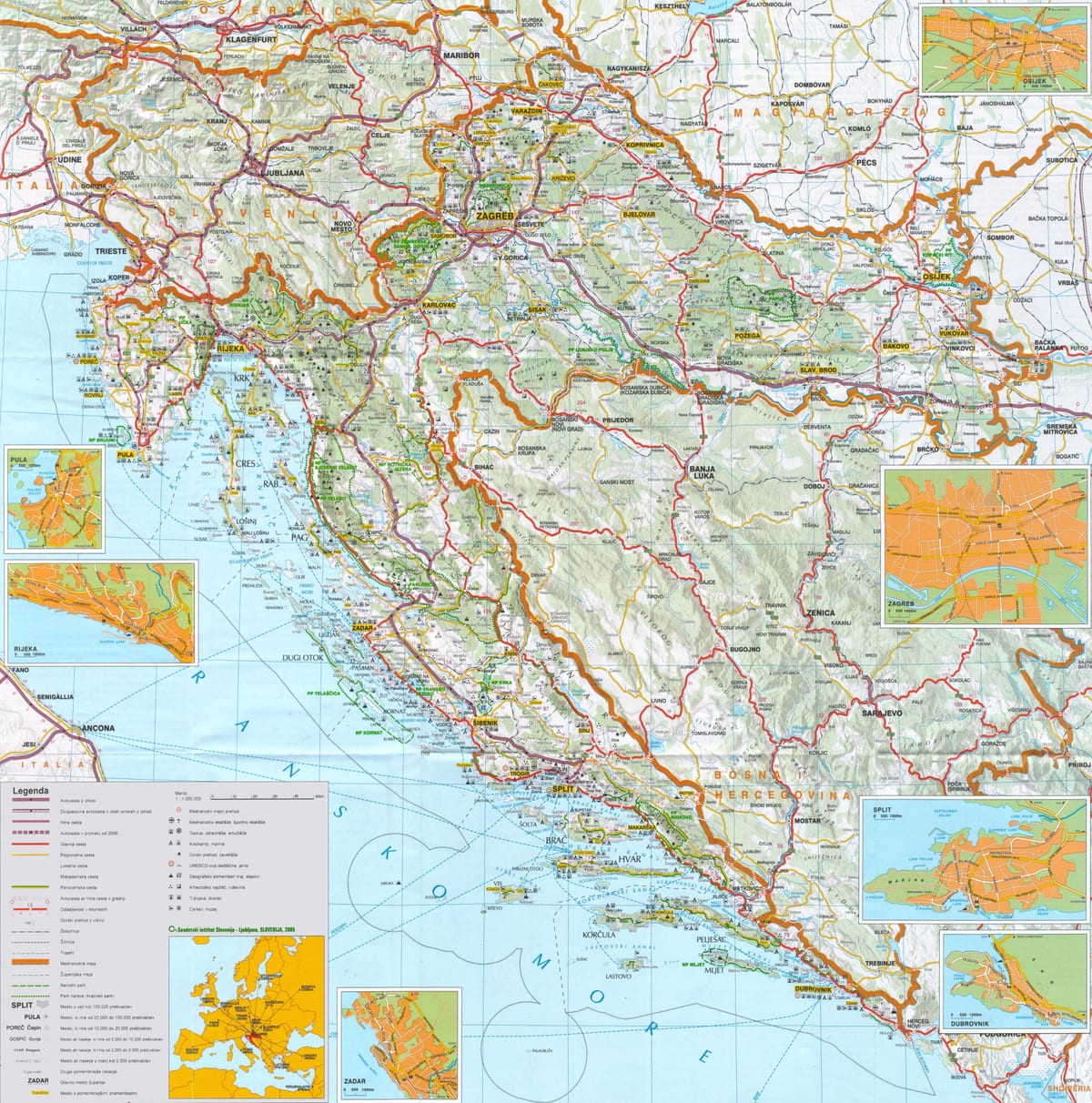 capital da croácia mapa