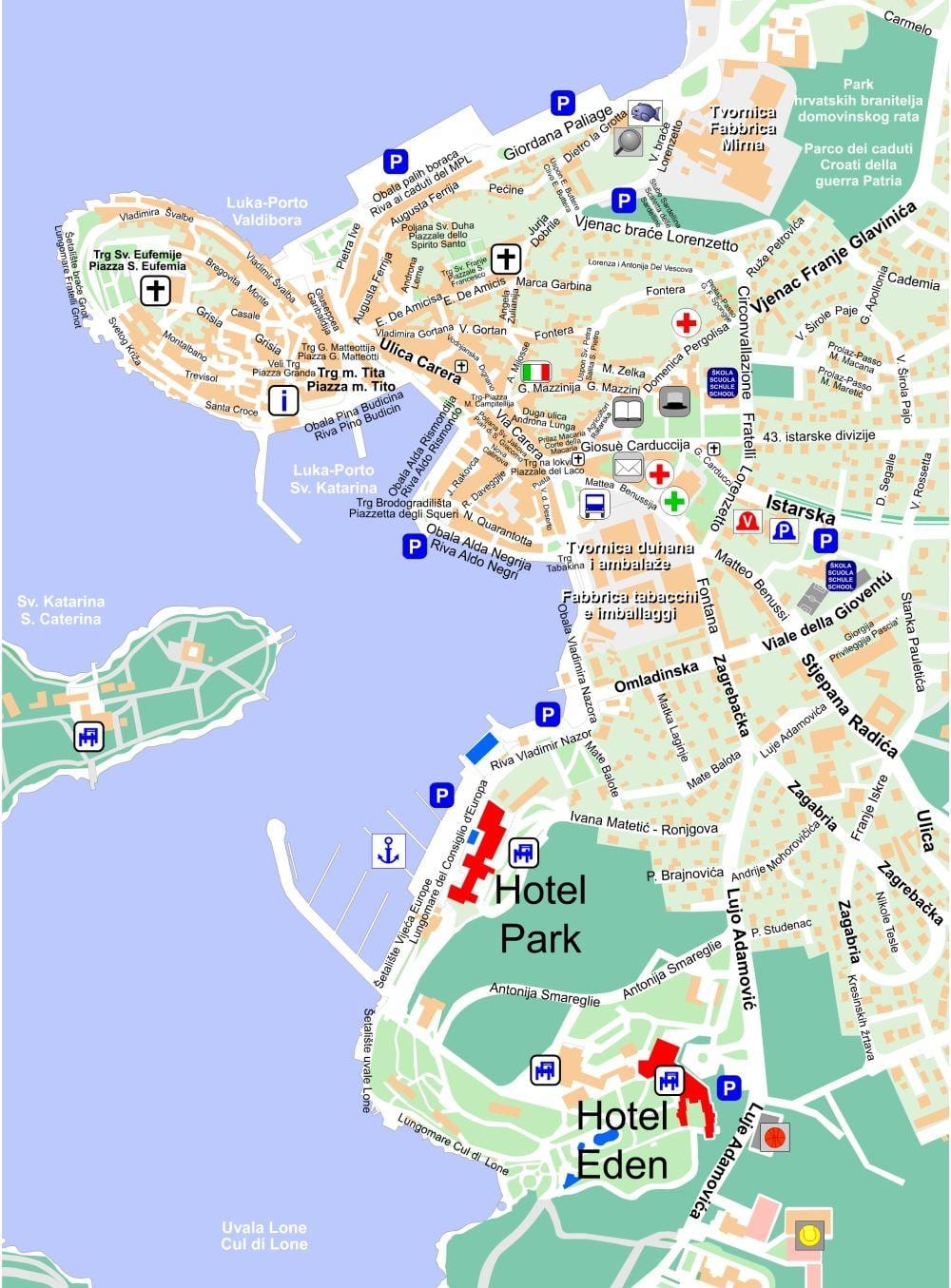 mapa de rovinj, croácia