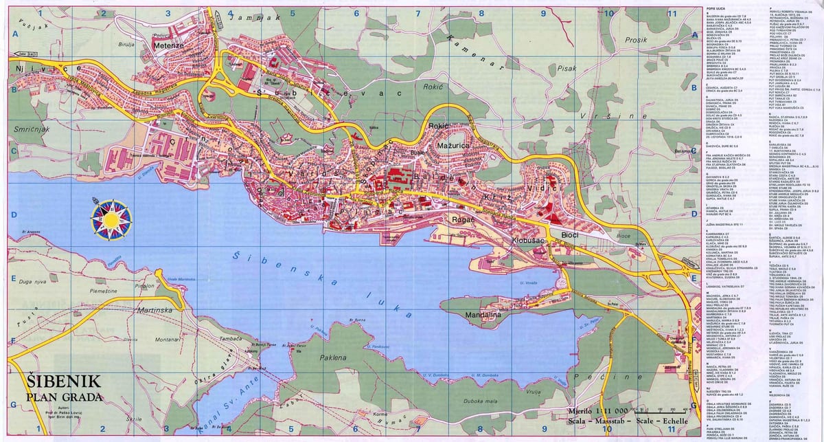 mapa de sibenik, croácia