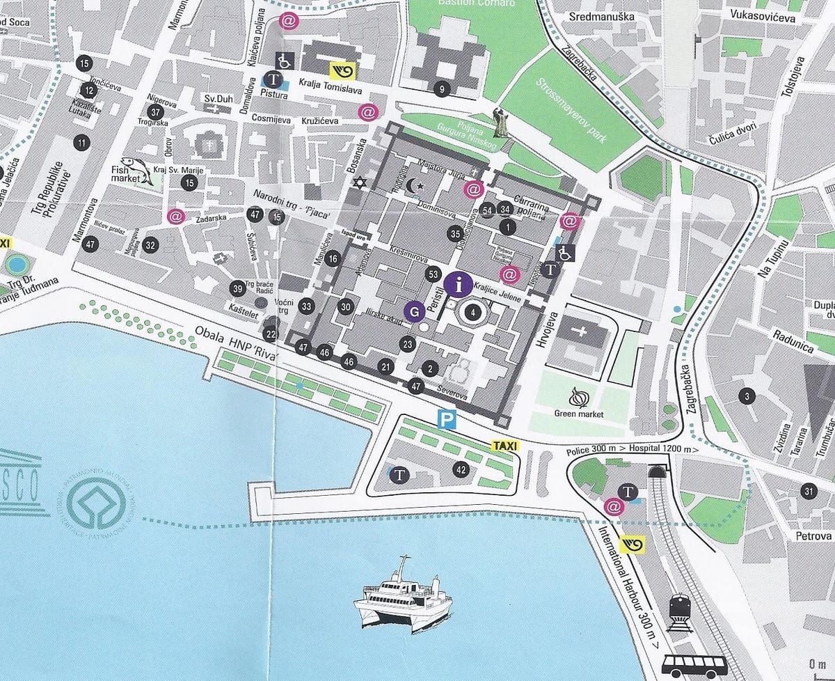 mapa de rua de split, croácia