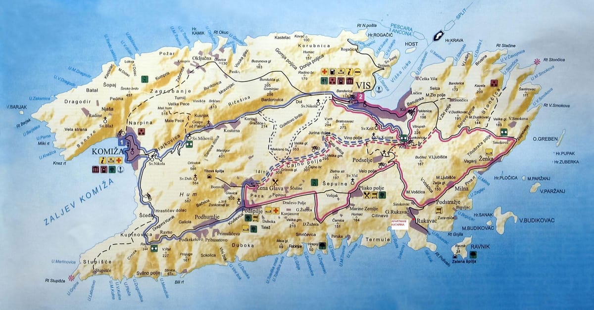 mapa vis croácia