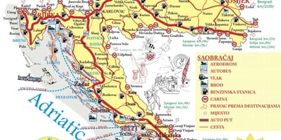 A croácia destinos de férias mapa