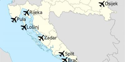 Mapa da croácia mostrando aeroportos