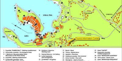 Mapa de cavtat, na croácia 
