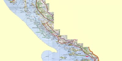 Mapa da costa da croácia e ilhas