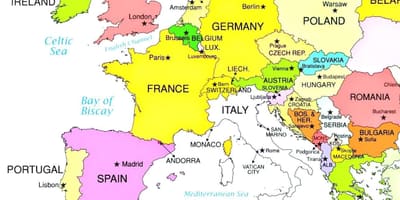 Mapa da europa mostrando croácia