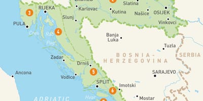 Mapa da mapa da rua de cavtat, na croácia