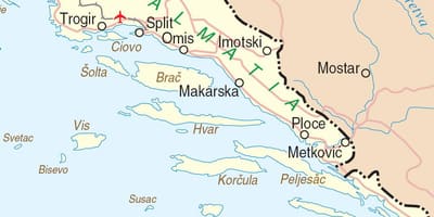 Mapa do sul da croácia