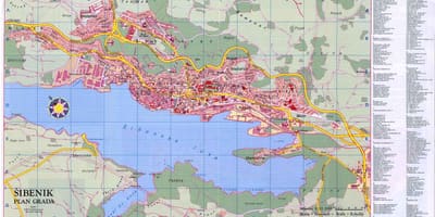 Mapa de sibenik, croácia